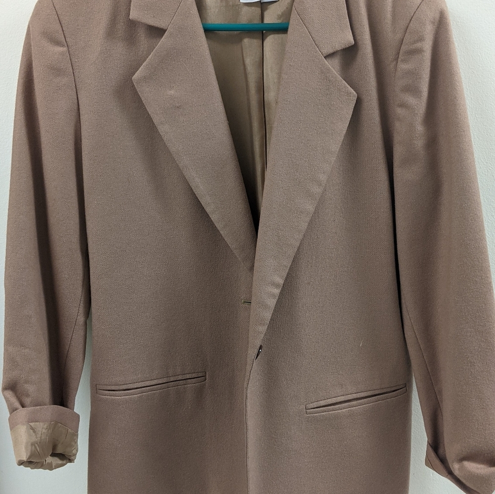 Tan wool blazer overcoat